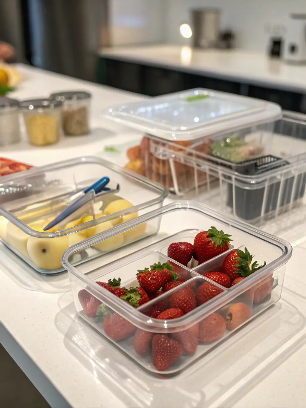A stack of SimpleLife transparent storage boxes filled with shoes, allowing easy visibility and protection from dust.